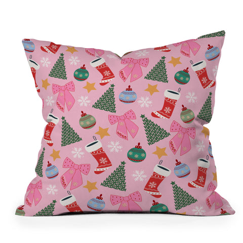 Daily Regina Designs Cute Christmas Pink Throw Pillow