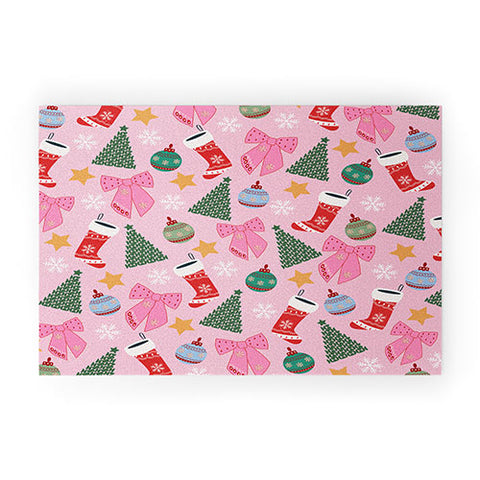 Daily Regina Designs Cute Christmas Pink Welcome Mat