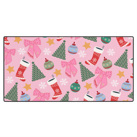Daily Regina Designs Cute Christmas Pink Desk Mat