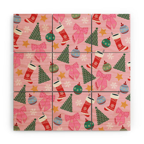 Daily Regina Designs Cute Christmas Pink Wood Wall Mural