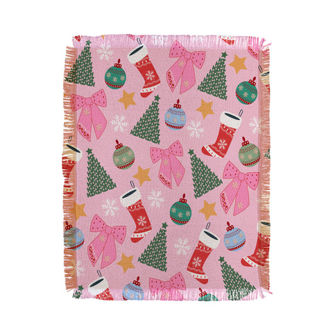 Daily Regina Designs Cute Christmas Pink Throw Blanket