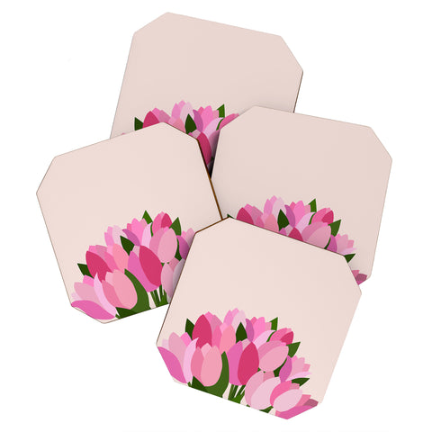 Daily Regina Designs Fresh Tulips Abstract Floral Coaster Set