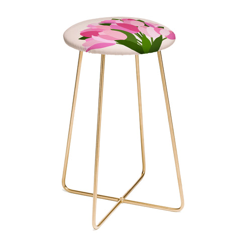 Daily Regina Designs Fresh Tulips Abstract Floral Counter Stool