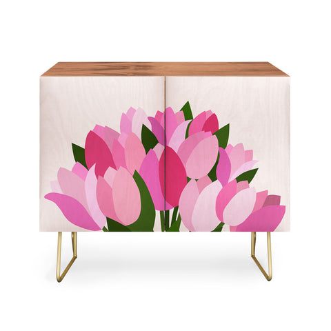 Daily Regina Designs Fresh Tulips Abstract Floral Credenza