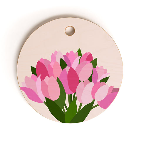 Daily Regina Designs Fresh Tulips Abstract Floral Cutting Board Round