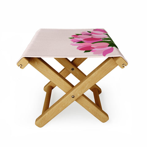 Daily Regina Designs Fresh Tulips Abstract Floral Folding Stool