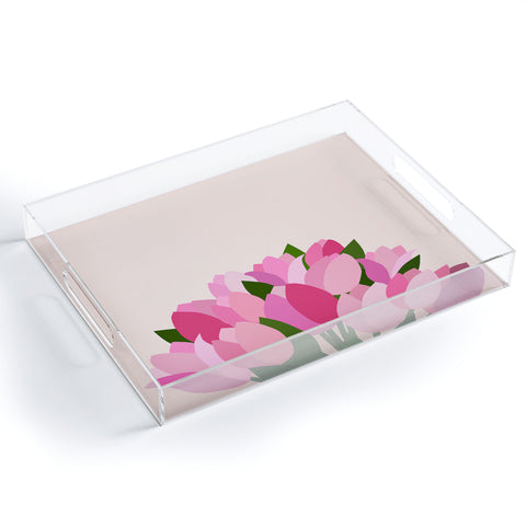 Daily Regina Designs Fresh Tulips Abstract Floral Acrylic Tray