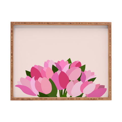 Daily Regina Designs Fresh Tulips Abstract Floral Rectangular Tray