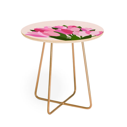 Daily Regina Designs Fresh Tulips Abstract Floral Round Side Table