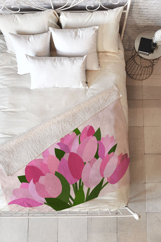 Daily Regina Designs Fresh Tulips Abstract Floral Fleece Throw Blanket