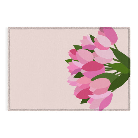 Daily Regina Designs Fresh Tulips Abstract Floral Outdoor Rug