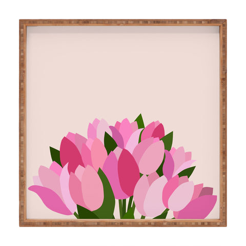 Daily Regina Designs Fresh Tulips Abstract Floral Square Tray