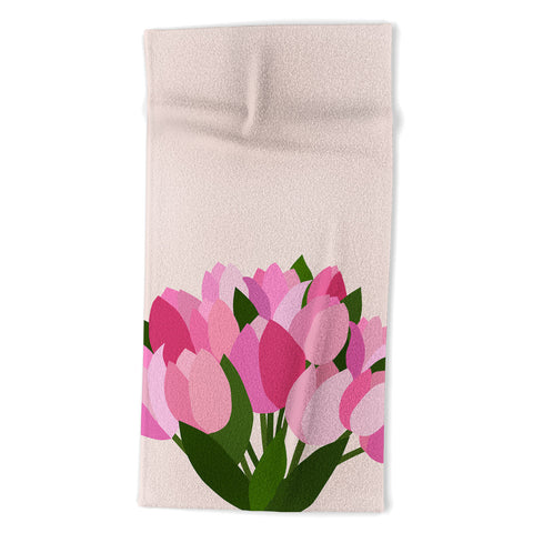 Daily Regina Designs Fresh Tulips Abstract Floral Beach Towel