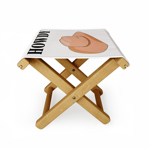 Daily Regina Designs Howdy Cowboy Hat Neutral Beige Folding Stool