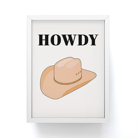 Daily Regina Designs Howdy Cowboy Hat Neutral Beige Framed Mini Art Print Square