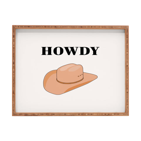 Daily Regina Designs Howdy Cowboy Hat Neutral Beige Rectangular Tray