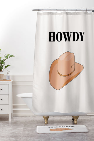 Daily Regina Designs Howdy Cowboy Hat Neutral Beige Shower Curtain And Mat