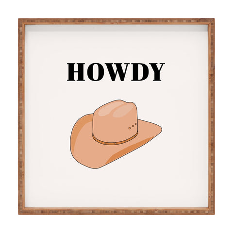 Daily Regina Designs Howdy Cowboy Hat Neutral Beige Square Tray