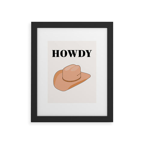 Daily Regina Designs Howdy Cowboy Hat Neutral Beige Framed Art Print