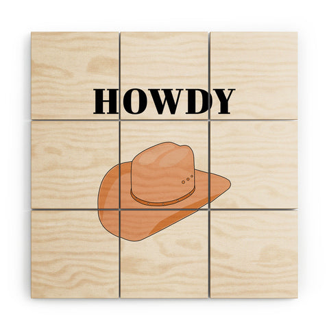 Daily Regina Designs Howdy Cowboy Hat Neutral Beige Wood Wall Mural