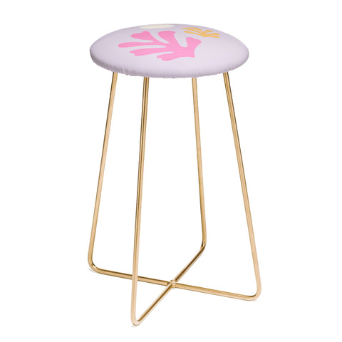 Daily Regina Designs Lavender Abstract Leaves Modern Counter Stool
