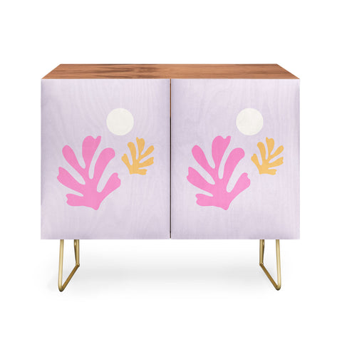 Daily Regina Designs Lavender Abstract Leaves Modern Credenza