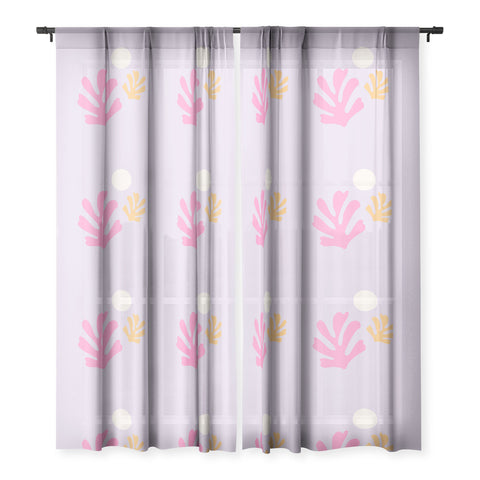 Daily Regina Designs Lavender Abstract Leaves Modern Sheer Window Curtain