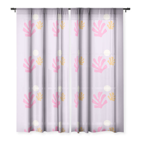 Daily Regina Designs Lavender Abstract Leaves Modern Sheer Window Curtain