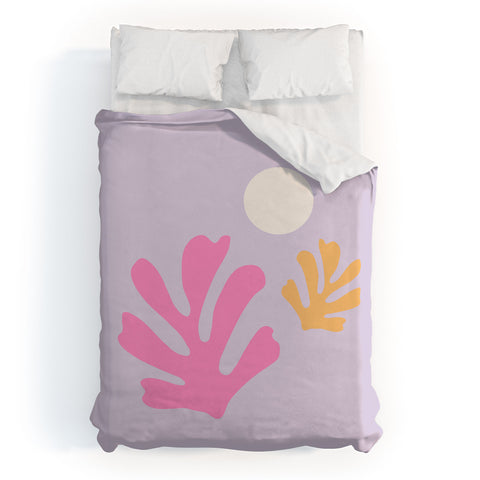 Daily Regina Designs Lavender Abstract Leaves Modern Duvet Cover