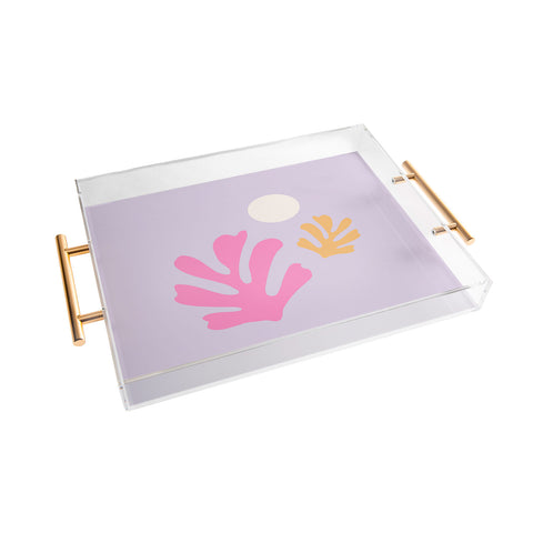 Daily Regina Designs Lavender Abstract Leaves Modern Acrylic Tray