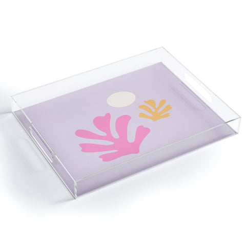 Daily Regina Designs Lavender Abstract Leaves Modern Acrylic Tray