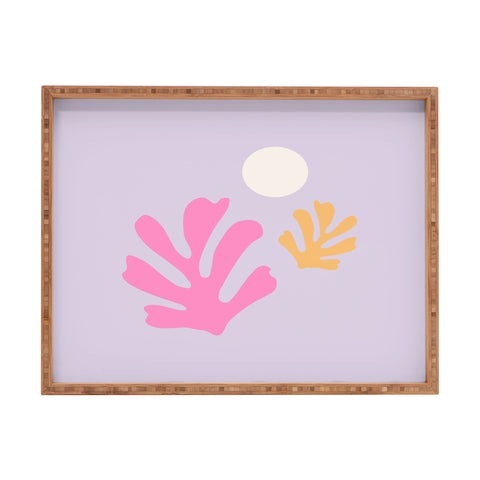 Daily Regina Designs Lavender Abstract Leaves Modern Rectangular Tray