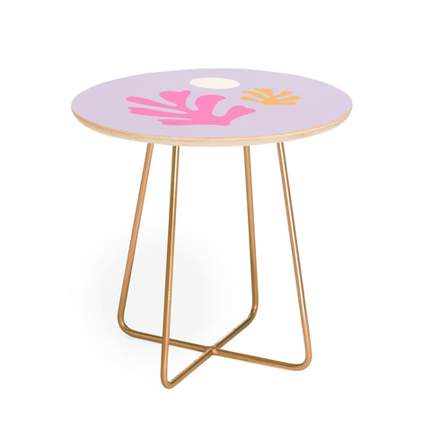 Daily Regina Designs Lavender Abstract Leaves Modern Round Side Table