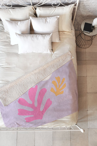 Daily Regina Designs Lavender Abstract Leaves Modern Fleece Throw Blanket