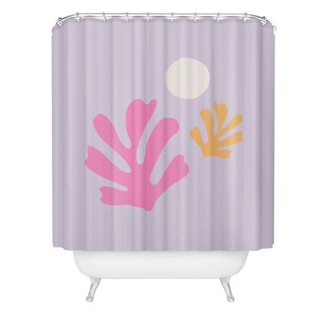 Daily Regina Designs Lavender Abstract Leaves Modern Shower Curtain