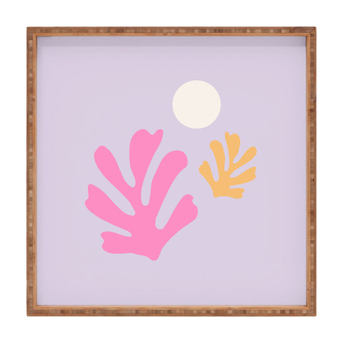 Daily Regina Designs Lavender Abstract Leaves Modern Square Tray
