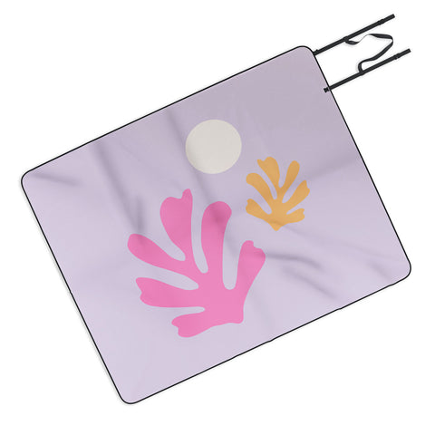 Daily Regina Designs Lavender Abstract Leaves Modern Picnic Blanket