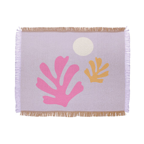 Daily Regina Designs Lavender Abstract Leaves Modern Throw Blanket