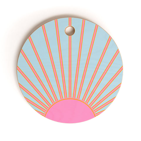 Daily Regina Designs Le Soleil 02 Abstract Retro Cutting Board Round