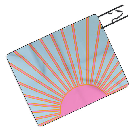 Daily Regina Designs Le Soleil 02 Abstract Retro Picnic Blanket