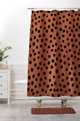 Daily Regina Designs Leopard Print Rust Animal Print Shower Curtain And Mat