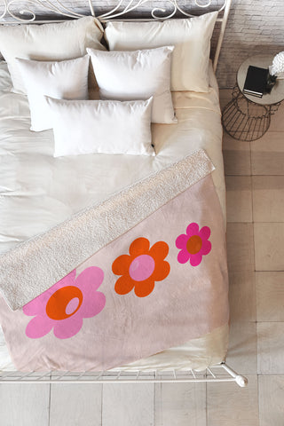 Daily Regina Designs Les Fleurs 01 Abstract Retro Fleece Throw Blanket