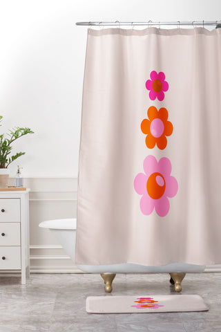 Daily Regina Designs Les Fleurs 01 Abstract Retro Shower Curtain And Mat