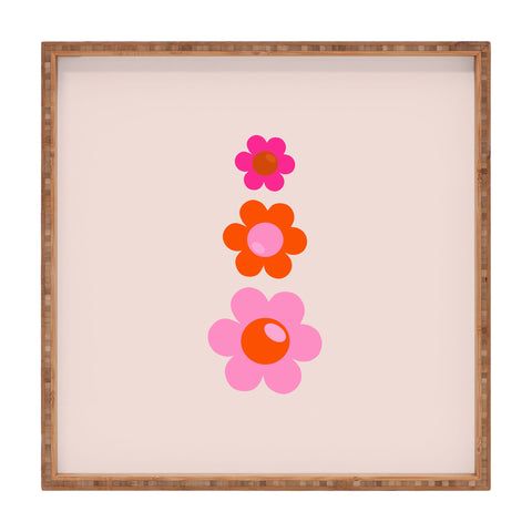 Daily Regina Designs Les Fleurs 01 Abstract Retro Square Tray