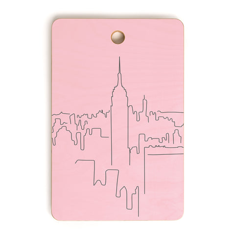 Daily Regina Designs New York City Minimal Line Pink Cutting Board Rectangle