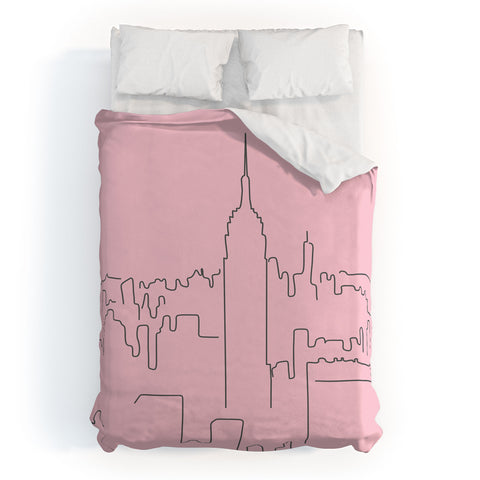 Daily Regina Designs New York City Minimal Line Pink Duvet Cover