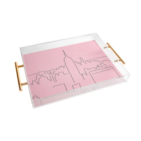 Daily Regina Designs New York City Minimal Line Pink Acrylic Tray
