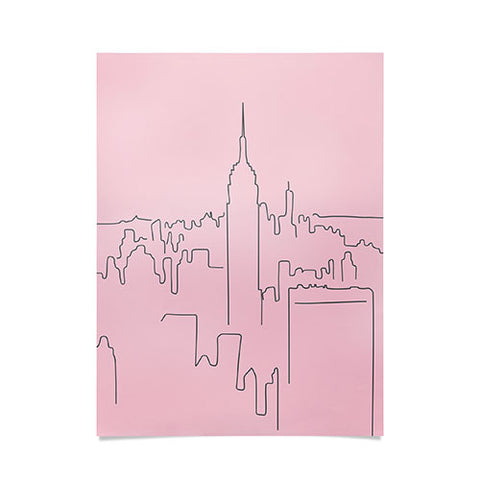 Daily Regina Designs New York City Minimal Line Pink Poster