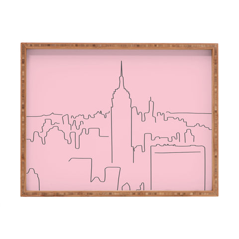 Daily Regina Designs New York City Minimal Line Pink Rectangular Tray