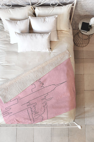 Daily Regina Designs New York City Minimal Line Pink Fleece Throw Blanket